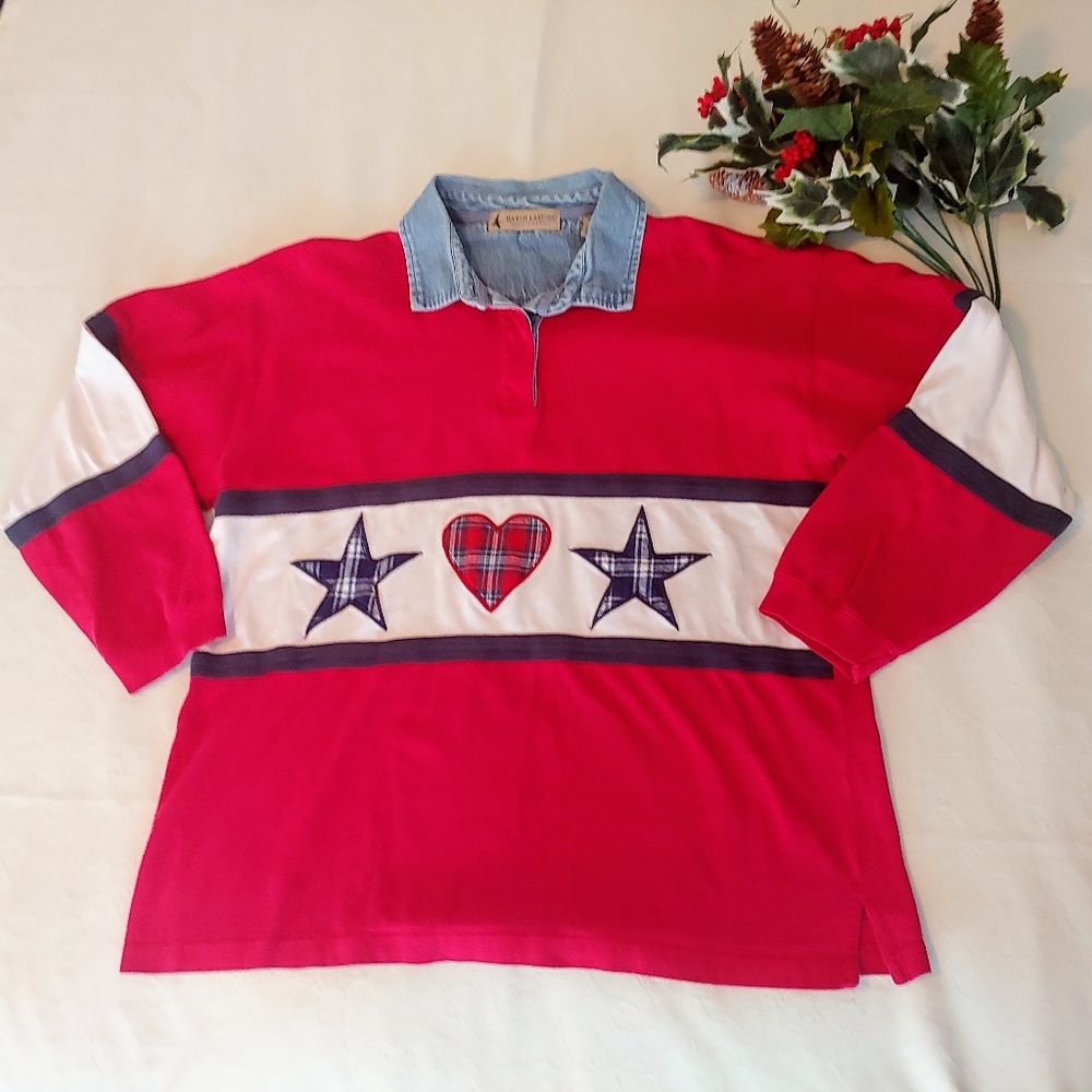 Vintage Marsh Landing Denim Polo Shirt 100% Cotton